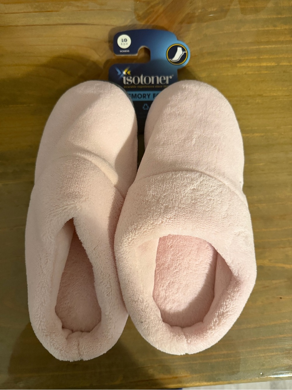 isotoner Plush Cozy Slip-On Slippers - Pale Pink